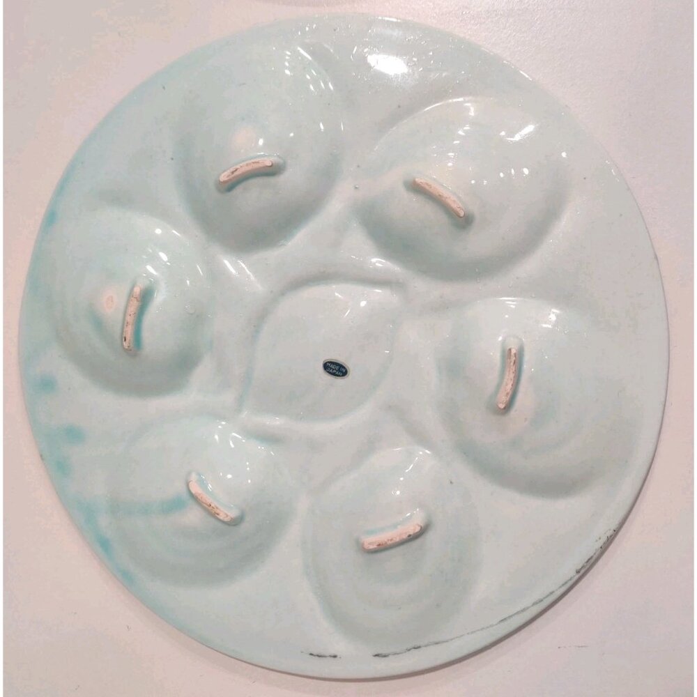 2 Vintage MCM Majolica Pottery Lemon Wedge Oyster Plates 1950-70's Japan READ - Picture 5 of 13